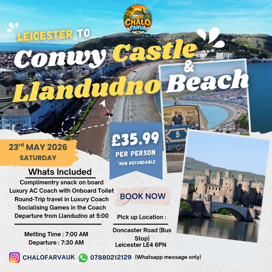 Leicester to Llandudno Beach & Conwy Castle